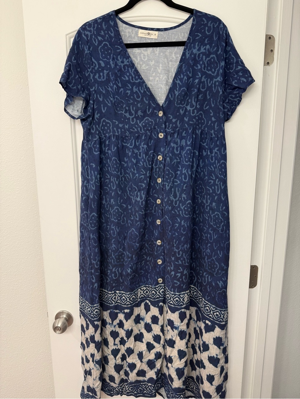 Natural Life Blue Patterned Button-Front Women’s Dress